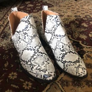 Snake print ankle boots